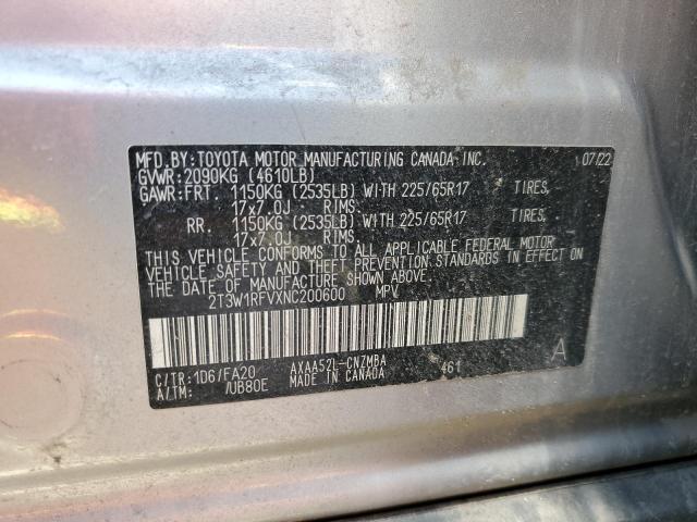 2022 Toyota Rav4 Xle VIN: 2T3W1RFVXNC200600 Lot: 54167234