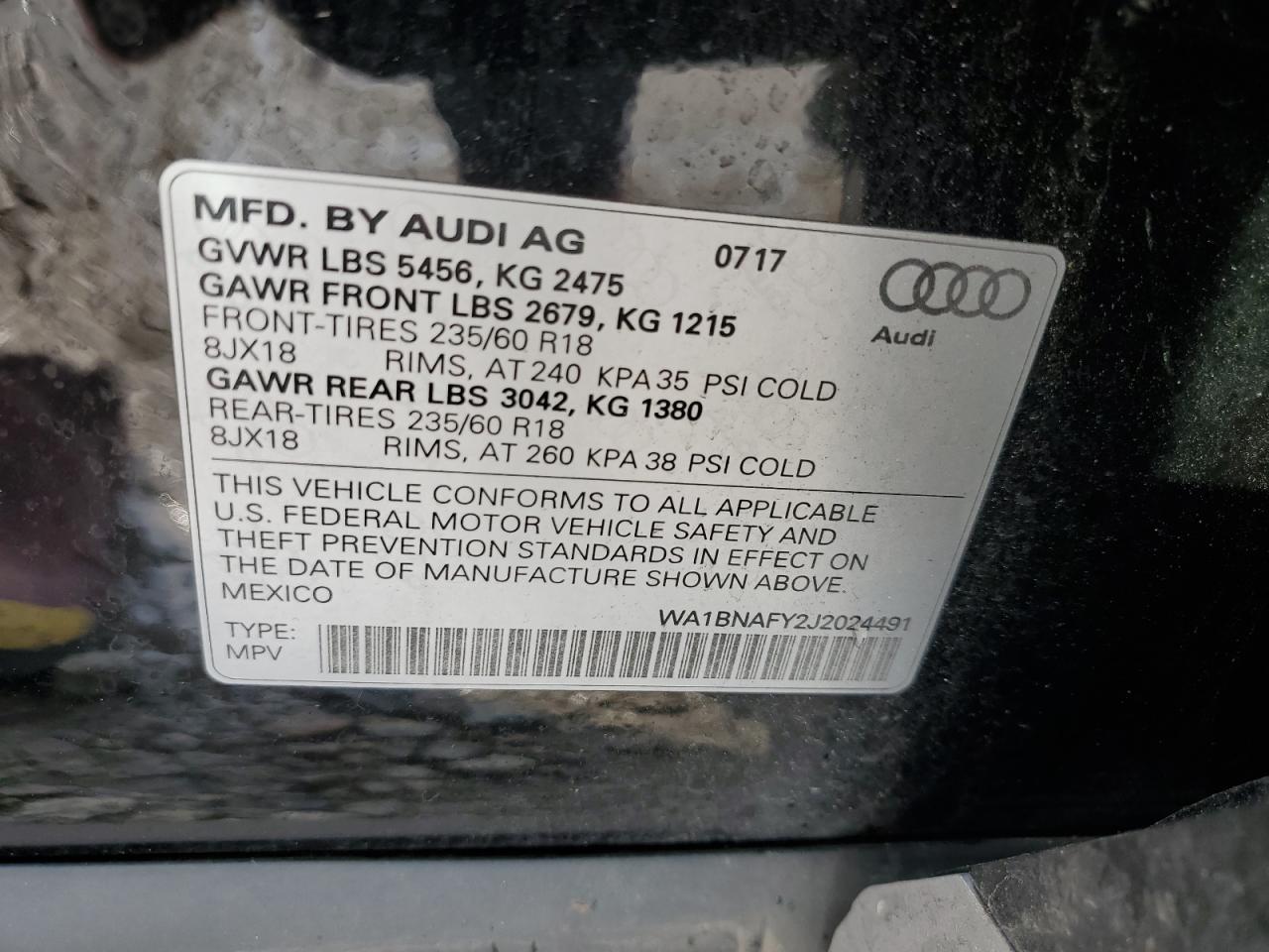 WA1BNAFY2J2024491 2018 Audi Q5 Premium Plus