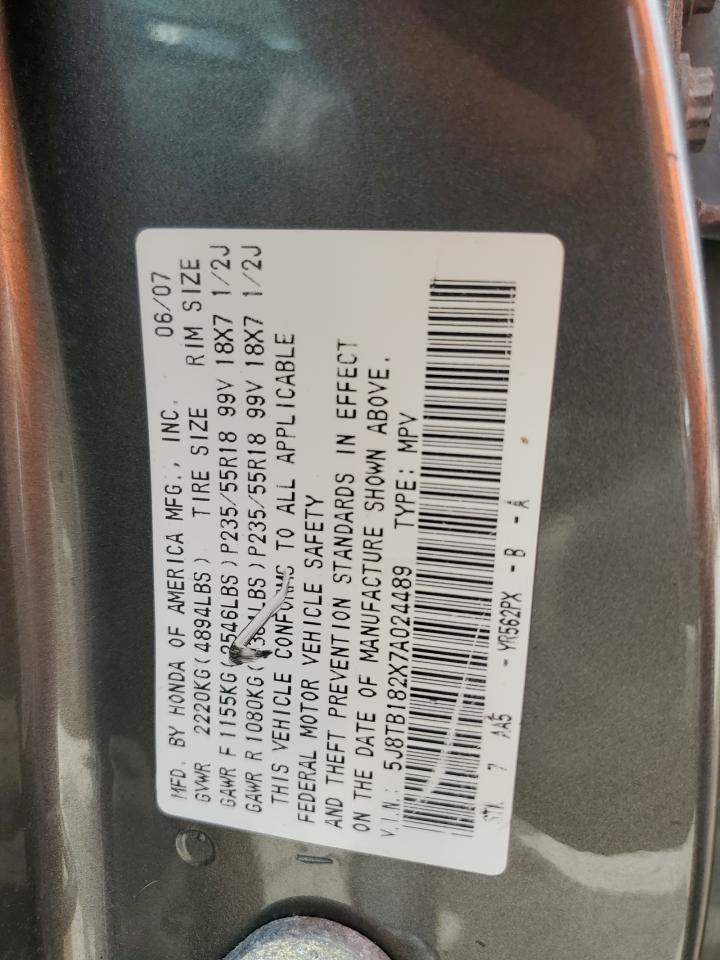 5J8TB182X7A024489 2007 Acura Rdx