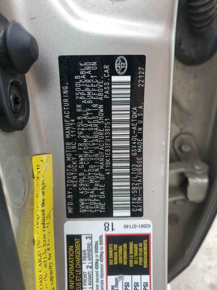 4T1BK1EB3FU139751 2015 Toyota Avalon Xle