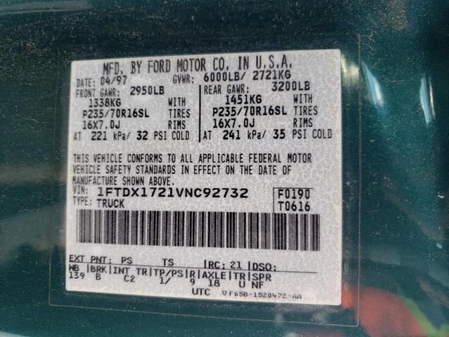1997 Ford F150 VIN: 1FTDX1721VNC92732 Lot: 55036024