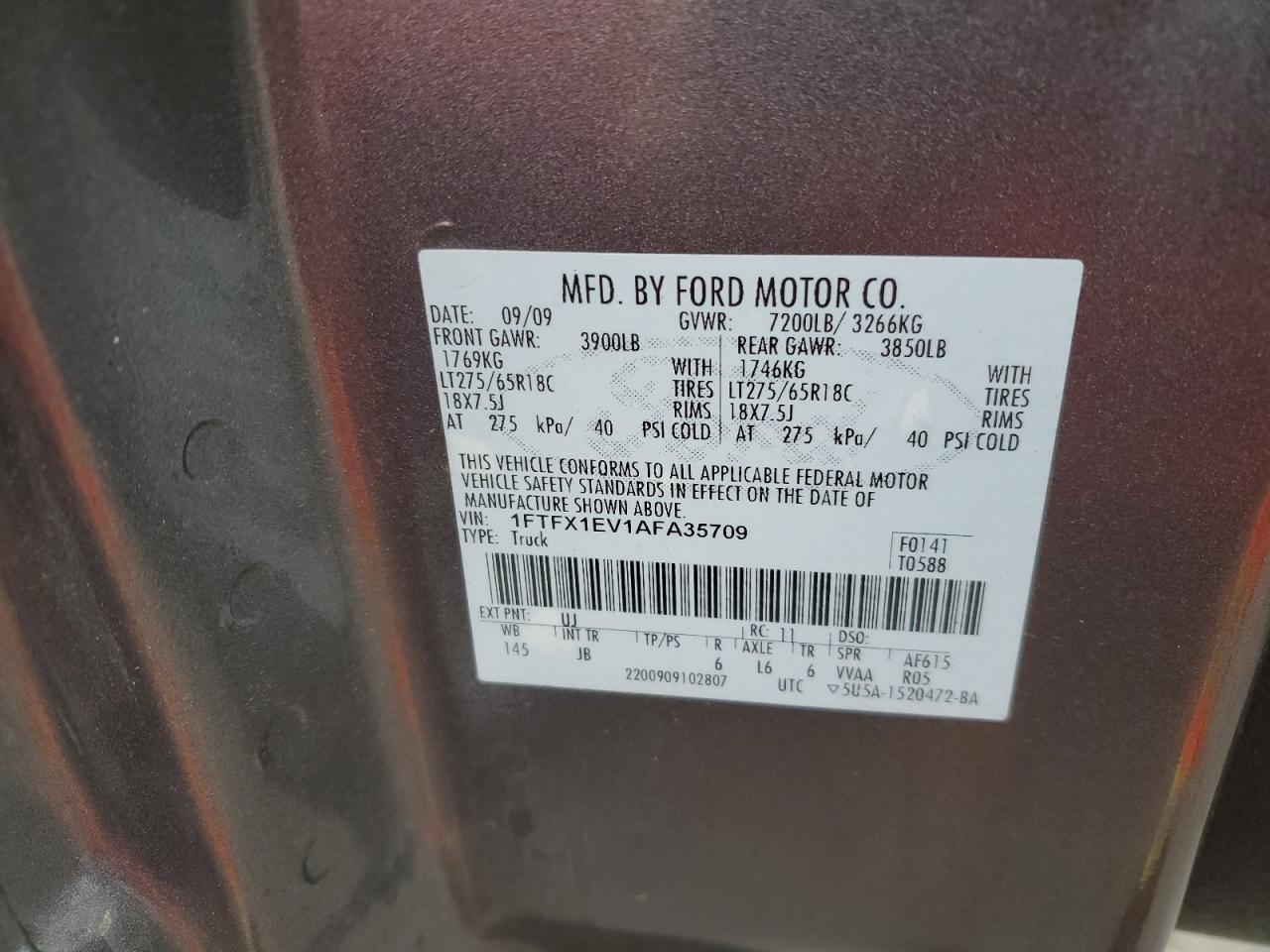 1FTFX1EV1AFA35709 2010 Ford F150 Super Cab