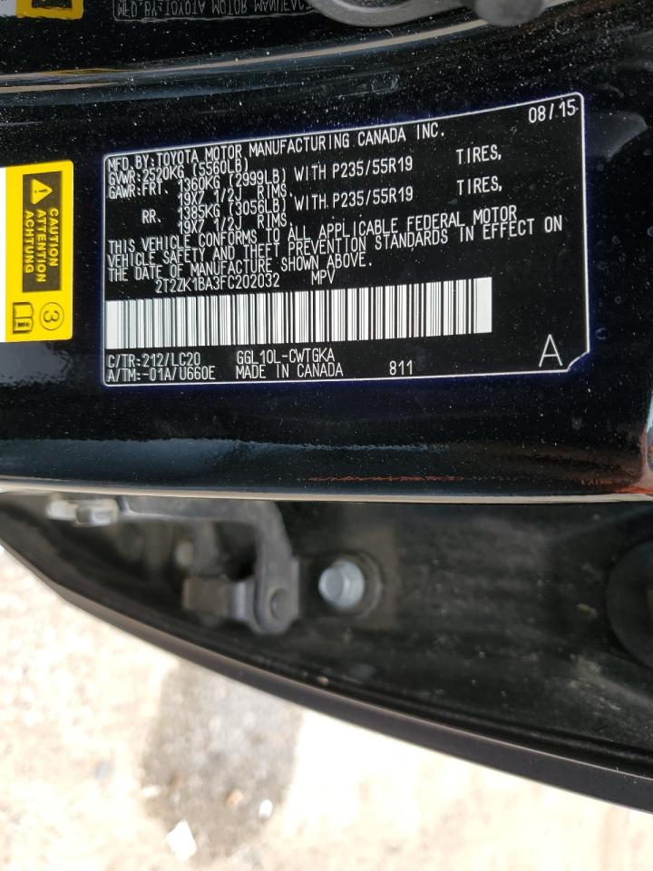 2T2ZK1BA3FC202032 2015 Lexus Rx 350