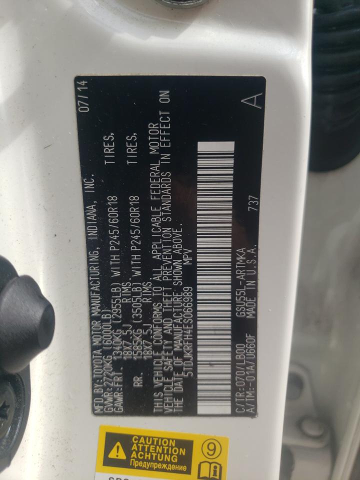 5TDJKRFH4ES066989 2014 Toyota Highlander Xle