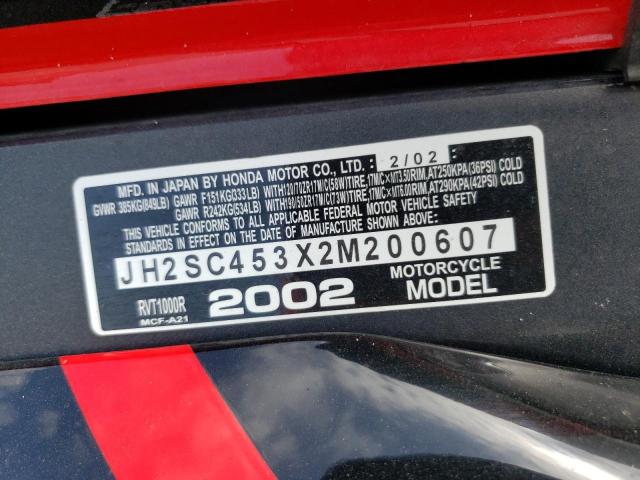 2002 HONDA RVT1000 R JH2SC453X2M200607