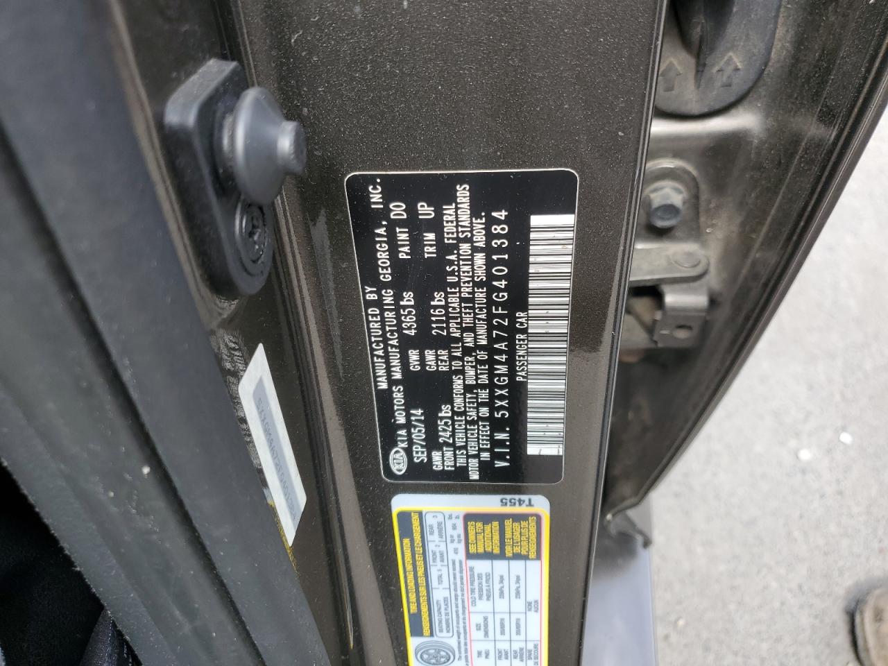 5XXGM4A72FG401384 2015 Kia Optima Lx