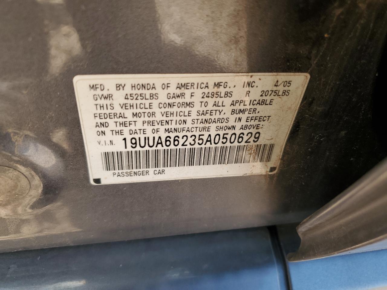 19UUA66235A050629 2005 Acura Tl