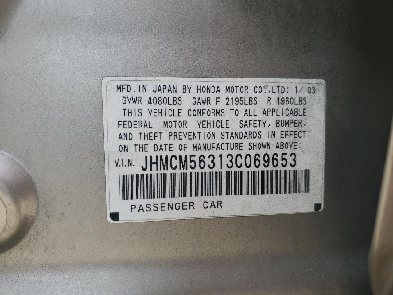 JHMCM56313C069653 2003 Honda Accord Lx