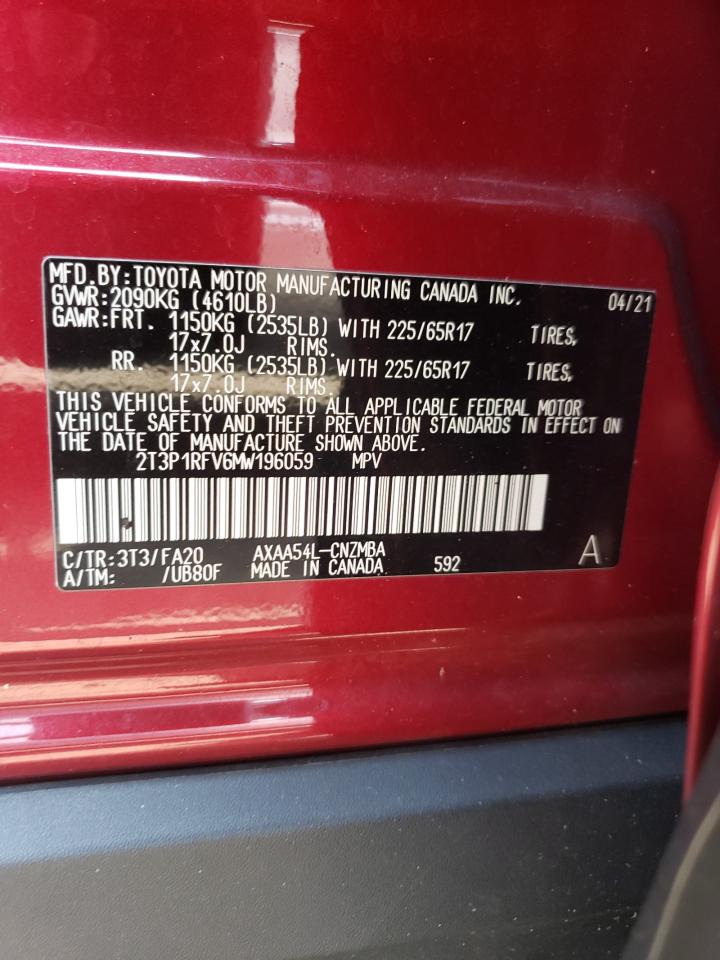 2T3P1RFV6MW196059 2021 Toyota Rav4 Xle