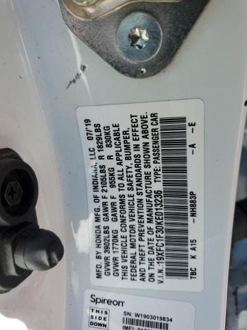 2019 Honda Civic Ex VIN: 19XFC1F30KE013236 Lot: 54275934