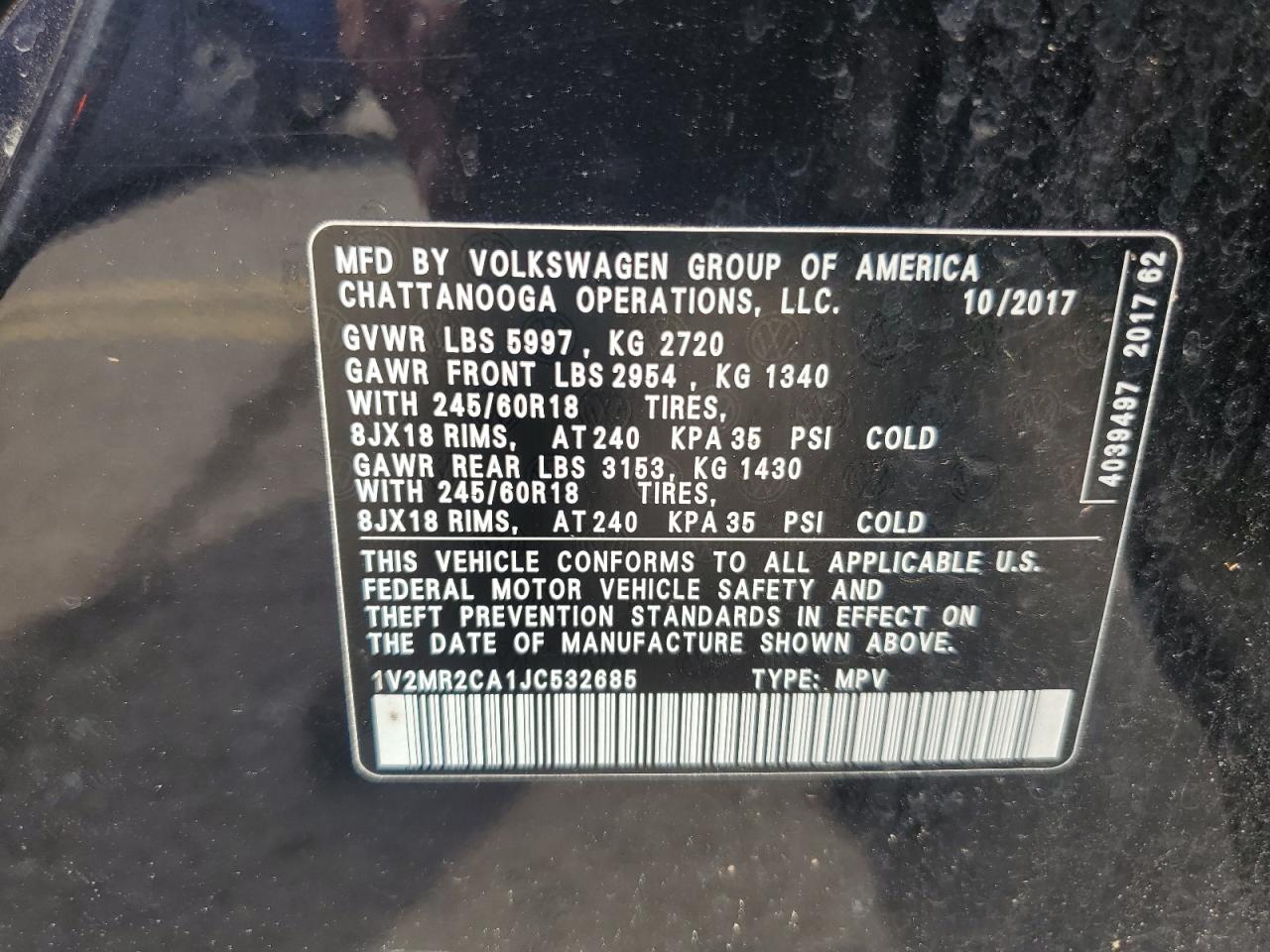 1V2MR2CA1JC532685 2018 Volkswagen Atlas Sel