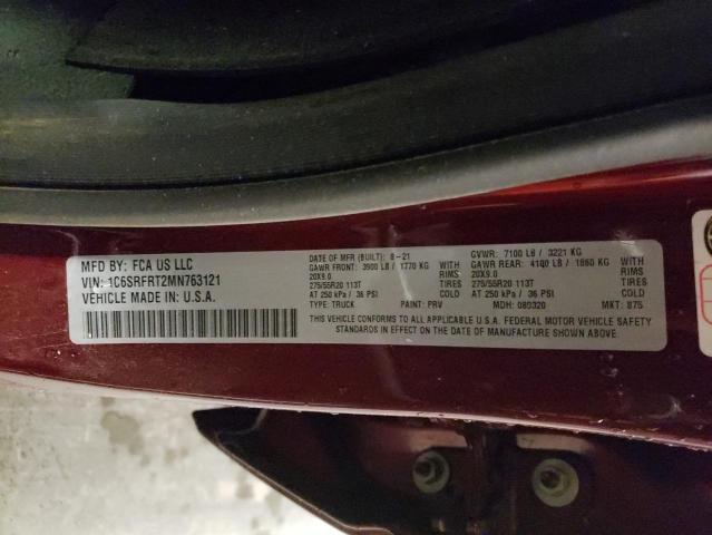 2021 Ram 1500 Laramie VIN: 1C6SRFRT2MN763121 Lot: 55938004