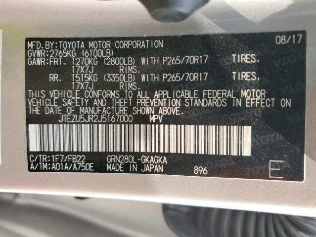 2018 Toyota 4Runner Sr5 VIN: JTEZU5JR2J5167000 Lot: 54355744