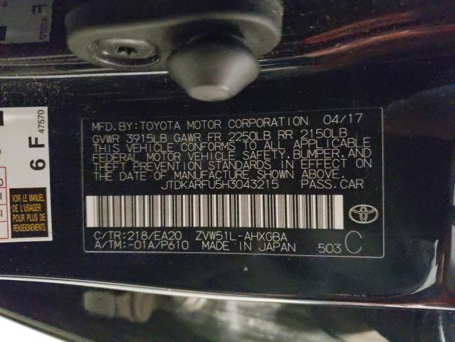 2017 Toyota Prius VIN: JTDKARFU5H3043215 Lot: 56218404