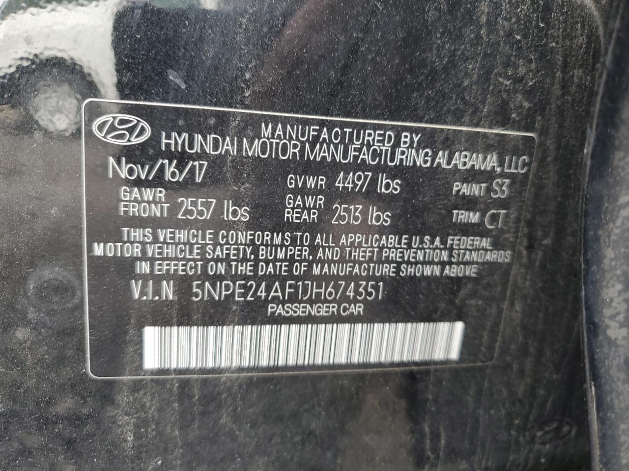 5NPE24AF1JH674351 2018 Hyundai Sonata Se