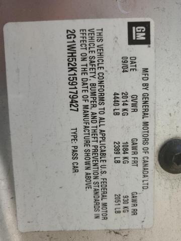 2005 Chevrolet Impala Ls VIN: 2G1WH52K159179427 Lot: 54699474