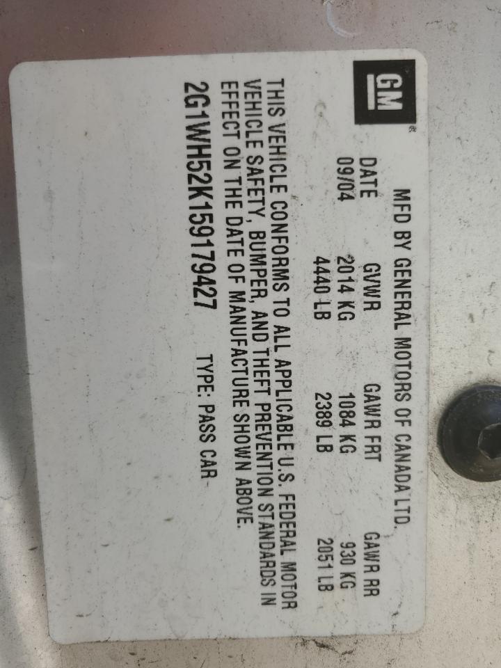 2G1WH52K159179427 2005 Chevrolet Impala Ls