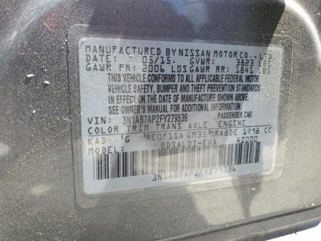 2015 Nissan Sentra S VIN: 3N1AB7AP2FY279536 Lot: 55739144