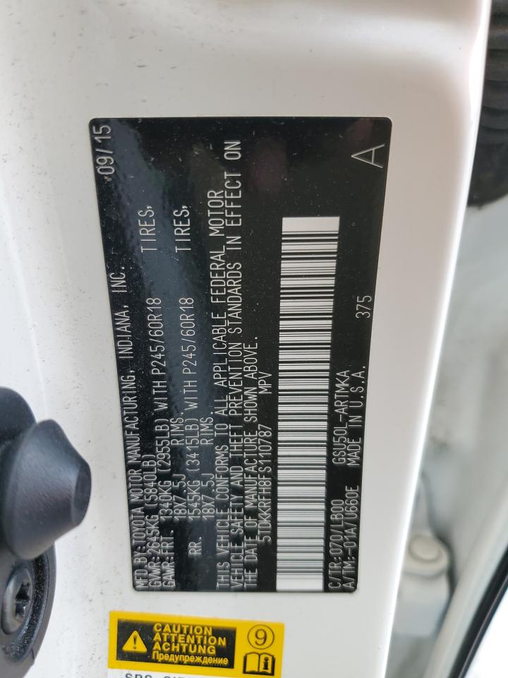 5TDKKRFH8FS110787 2015 Toyota Highlander Xle