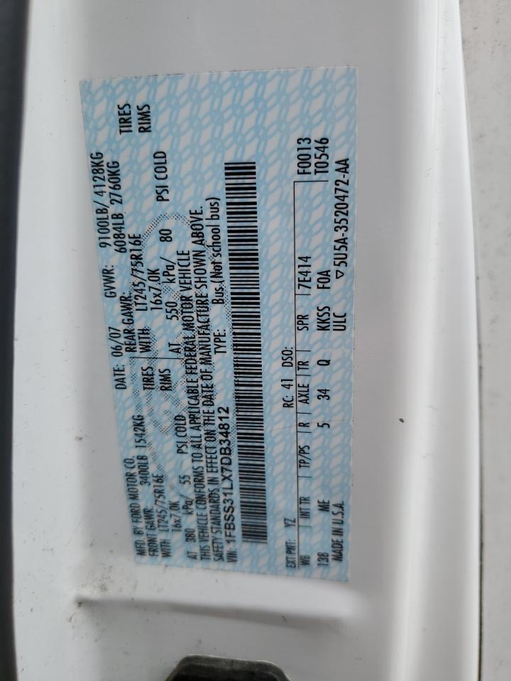 1FBSS31LX7DB34812 2007 Ford Econoline E350 Super Duty Wagon