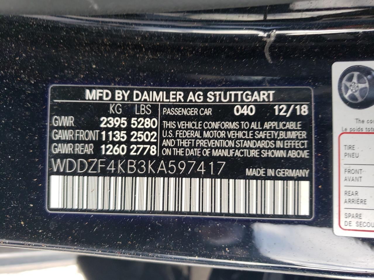 WDDZF4KB3KA597417 2019 Mercedes-Benz E 300 4Matic