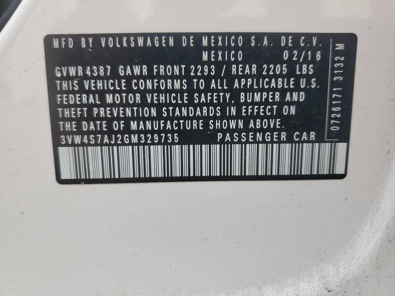 3VW4S7AJ2GM329735 2016 Volkswagen Jetta Gli