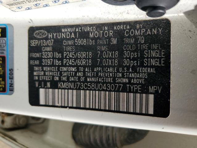 2008 Hyundai Veracruz Gls VIN: KM8NU73C58U043077 Lot: 55823314