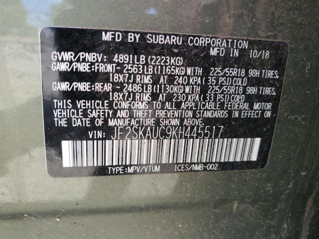 2019 Subaru Forester Limited VIN: JF2SKAUC9KH445517 Lot: 55203674