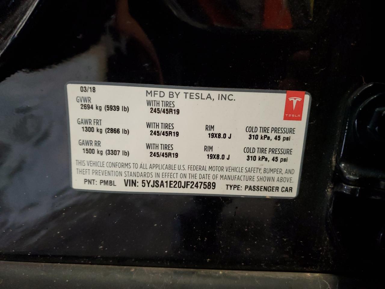 5YJSA1E20JF247589 2018 Tesla Model S