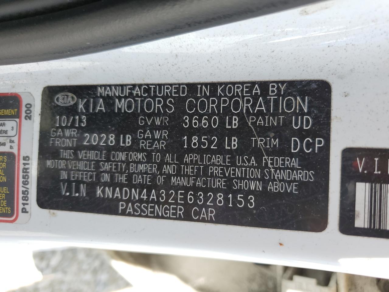 KNADN4A32E6328153 2014 Kia Rio Ex