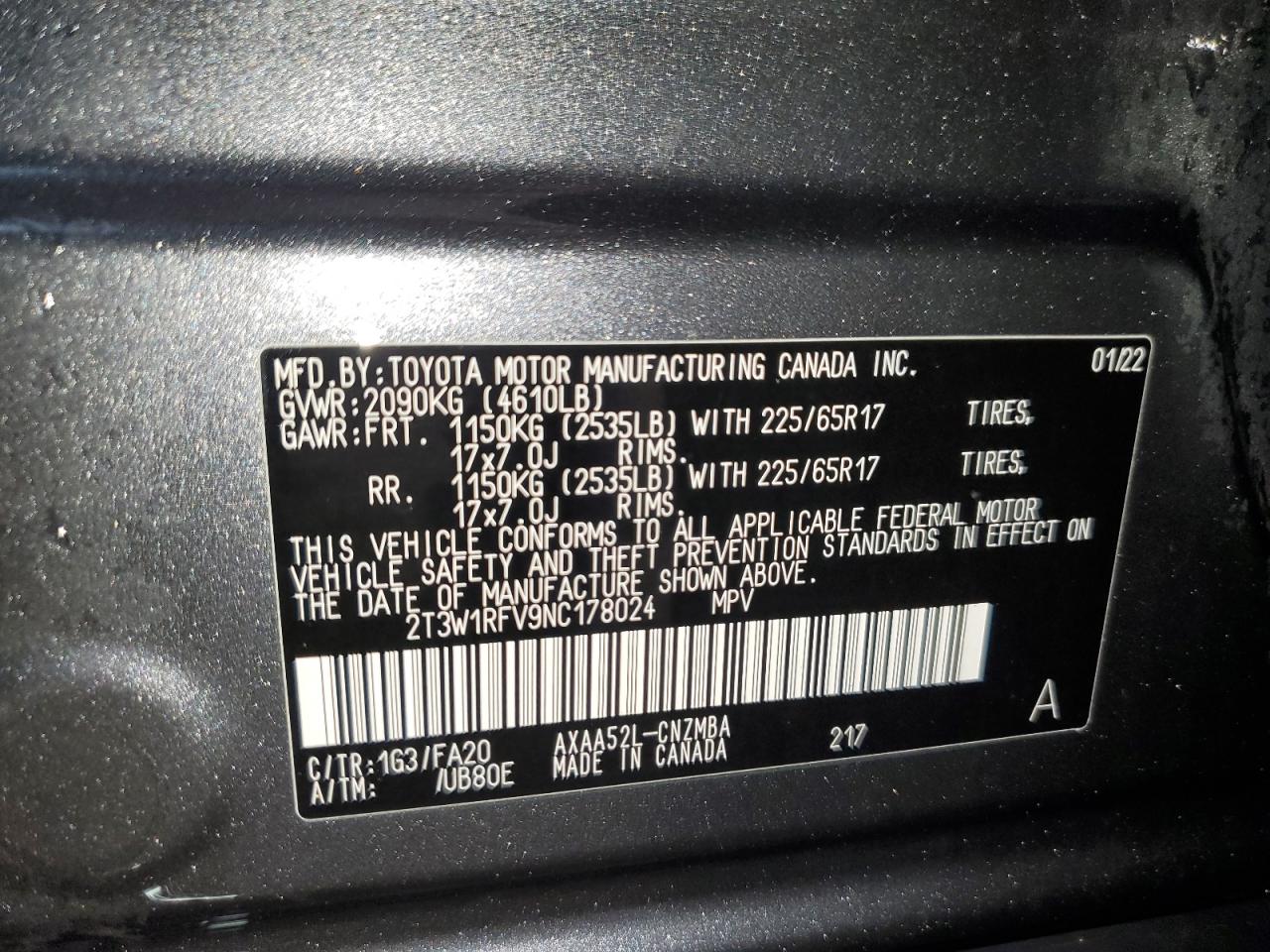 2T3W1RFV9NC178024 2022 Toyota Rav4 Xle