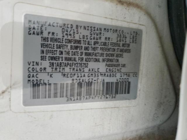 2015 Nissan Sentra S VIN: 3N1AB7AP4FY276752 Lot: 55665174