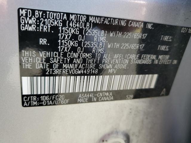 2016 TOYOTA RAV4 XLE - 2T3RFREV0GW449148