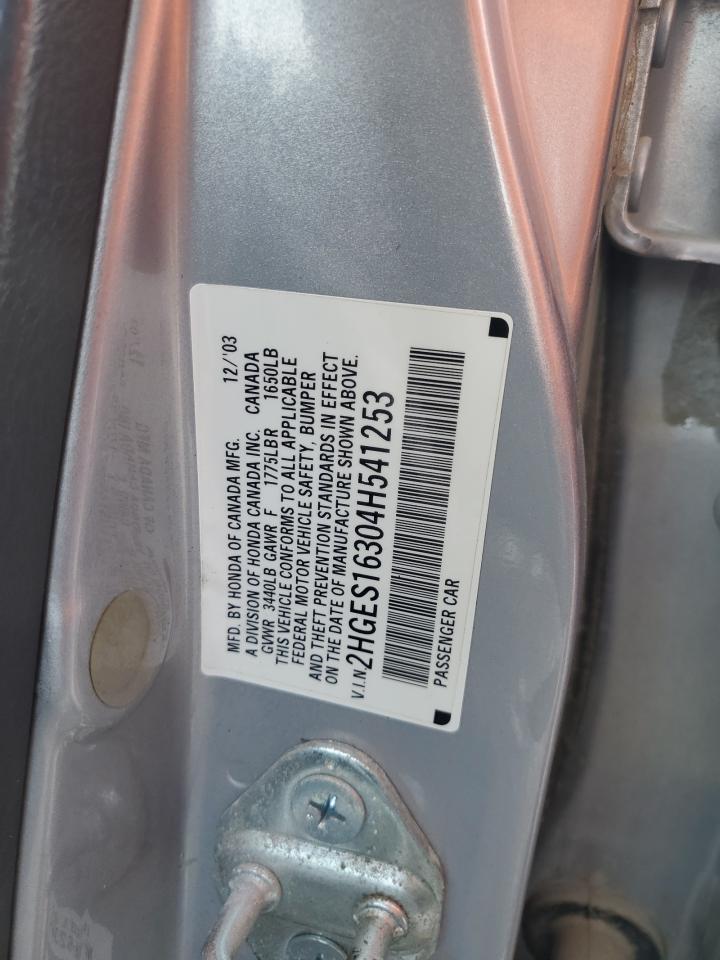 2HGES16304H541253 2004 Honda Civic Dx Vp