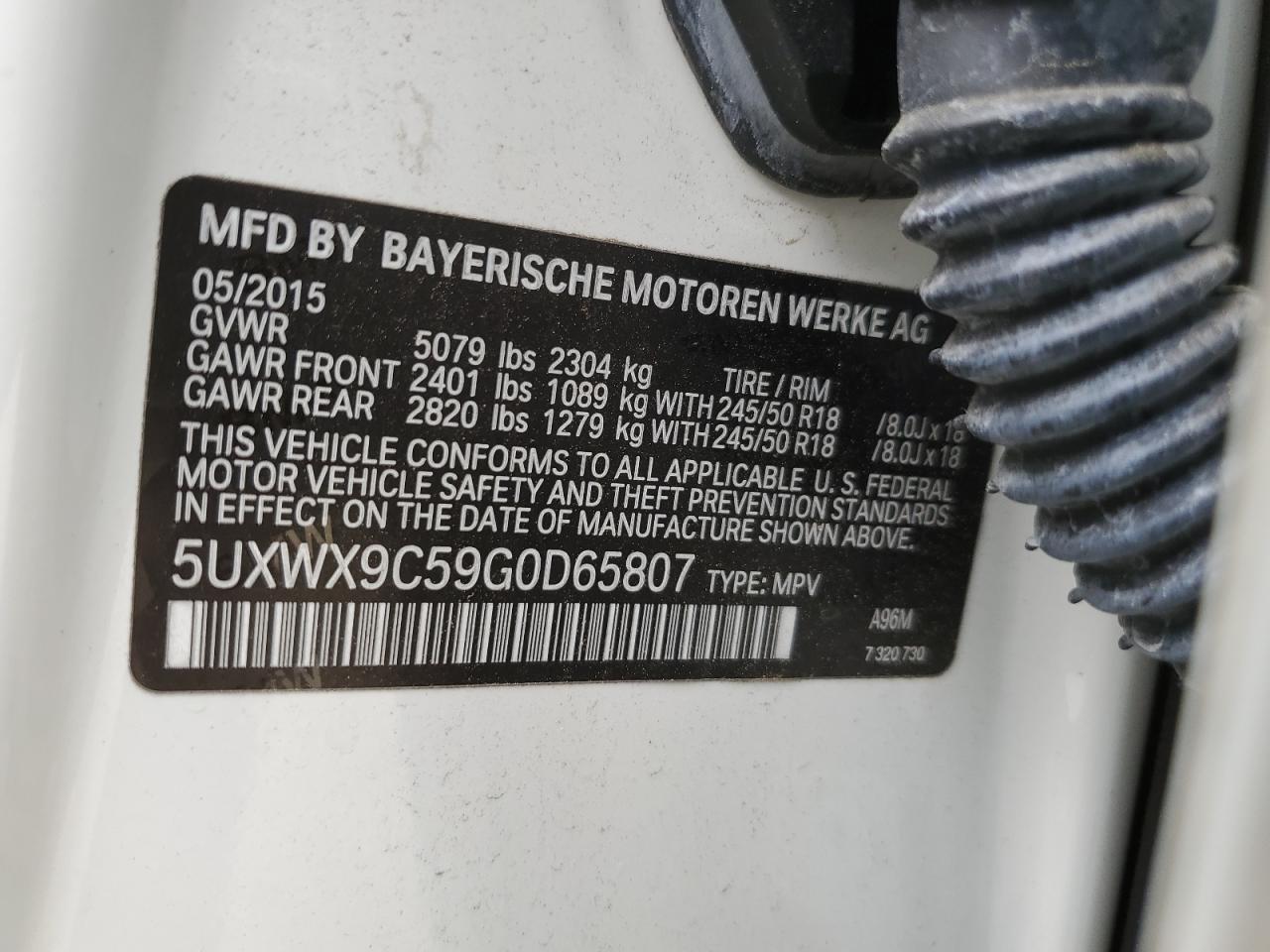 5UXWX9C59G0D65807 2016 BMW X3 xDrive28I