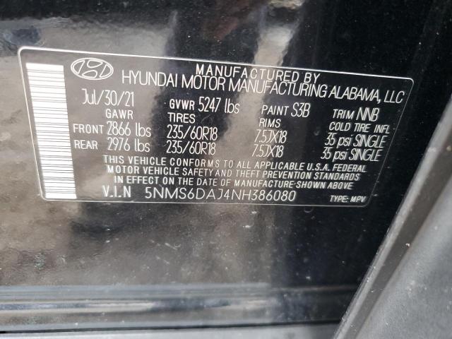 2022 Hyundai Santa Fe Sel VIN: 5NMS6DAJ4NH386080 Lot: 53836234