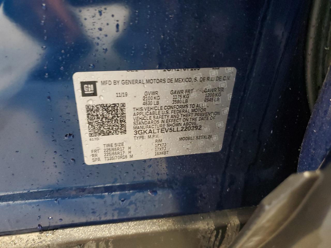 3GKALTEV5LL220392 2020 GMC Terrain Sle