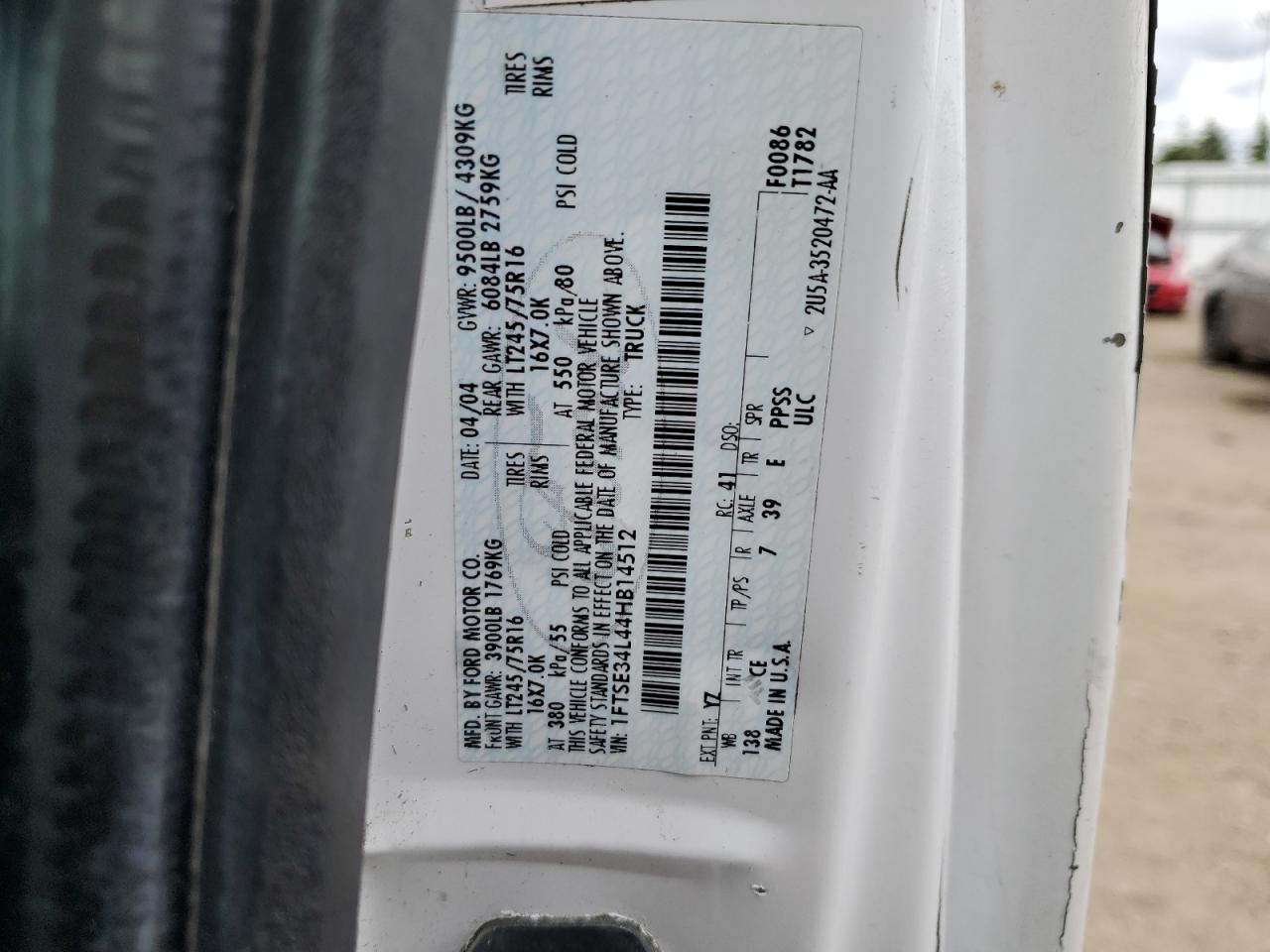 1FTSE34L44HB14512 2004 Ford Econoline E350 Super Duty Van