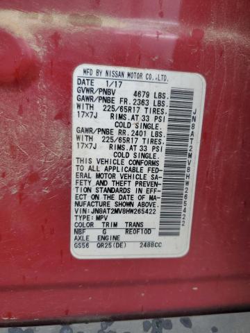 2017 Nissan Rogue S VIN: JN8AT2MV8HW265422 Lot: 53798964