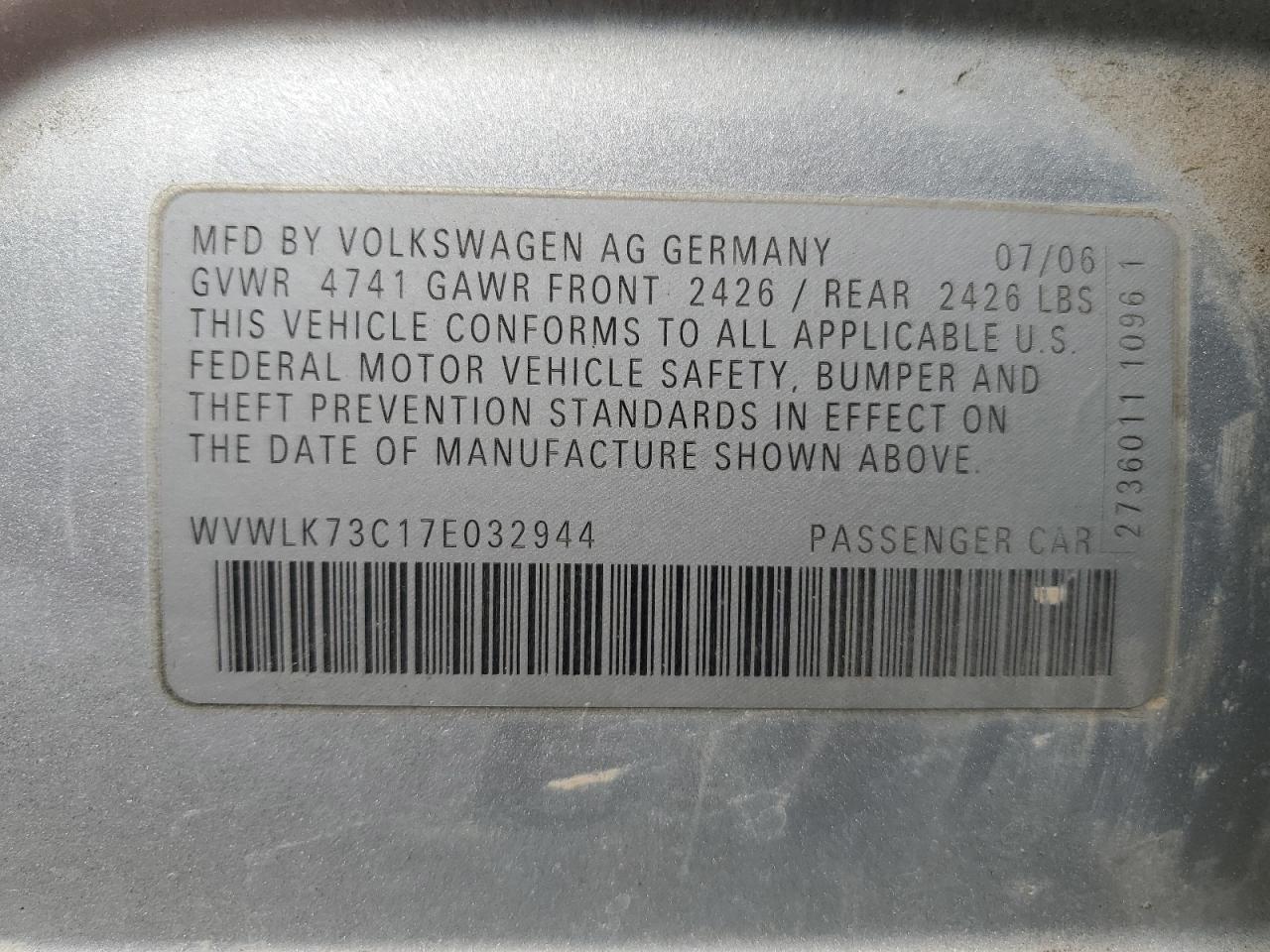 WVWLK73C17E032944 2007 Volkswagen Passat 2.0T Wagon Value