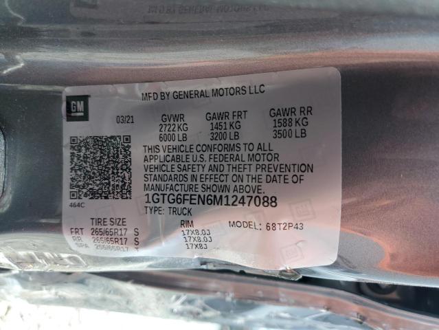 2021 GMC Canyon At4 VIN: 1GTG6FEN6M1247088 Lot: 55078164