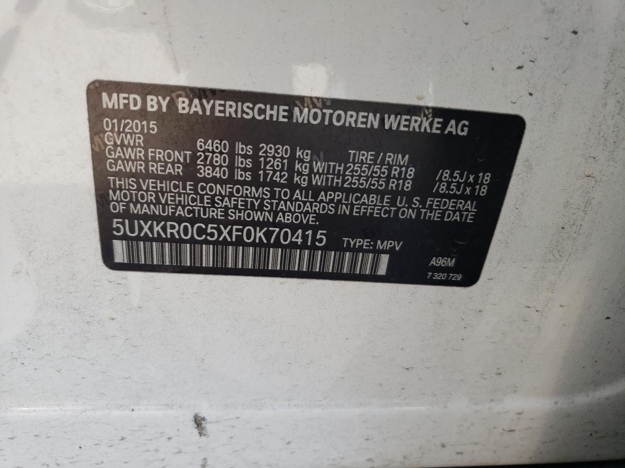 5UXKR0C5XF0K70415 2015 BMW X5 xDrive35I