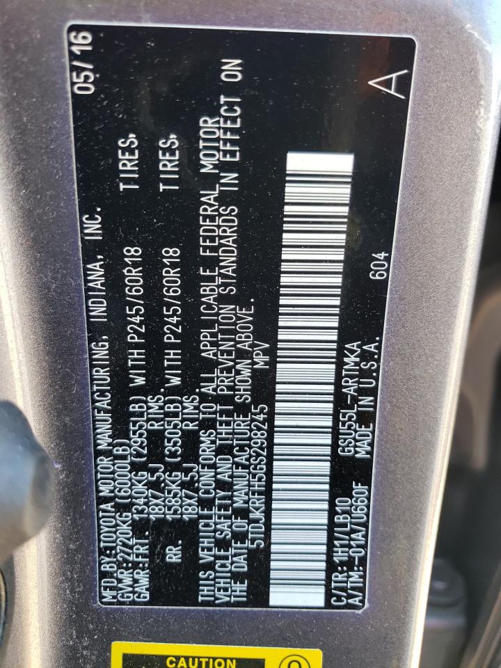 5TDJKRFH5GS298245 2016 Toyota Highlander Xle