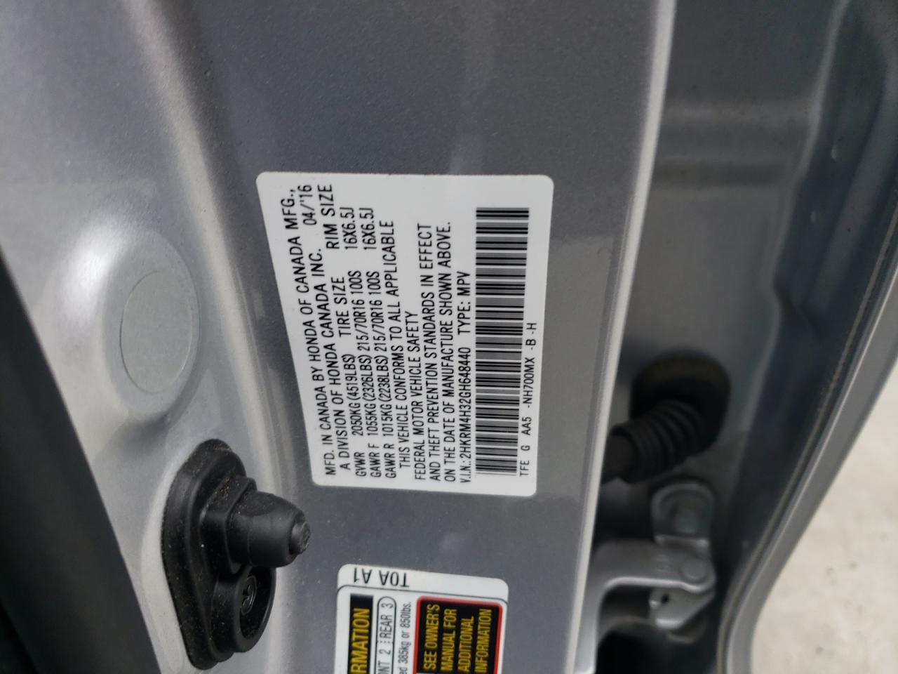 2HKRM4H32GH648440 2016 Honda Cr-V Lx