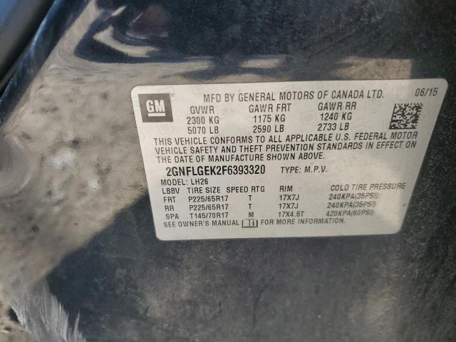 2015 Chevrolet Equinox Lt VIN: 2GNFLGEK2F6393320 Lot: 56896094