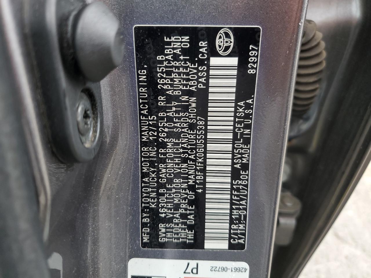 4T1BF1FK0GU555387 2016 Toyota Camry Le