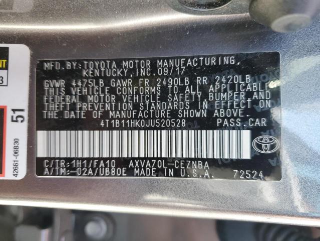 VIN 4T1B11HK0JU520528 2018 Toyota Camry, L no.12