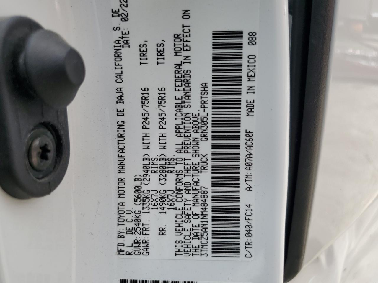 3TMCZ5AN1NM484887 2022 Toyota Tacoma Double Cab