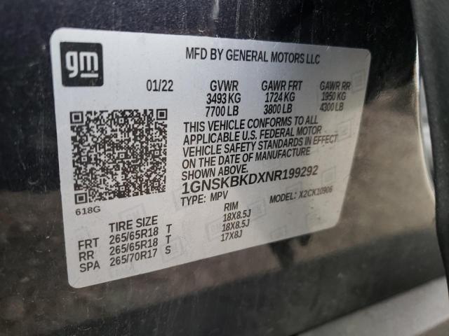 2022 CHEVROLET SUBURBAN K - 1GNSKBKDXNR199292