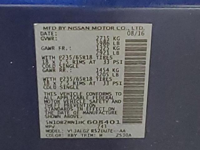 2017 Nissan Pathfinder S VIN: 5N1DR2MN1HC608401 Lot: 56401334